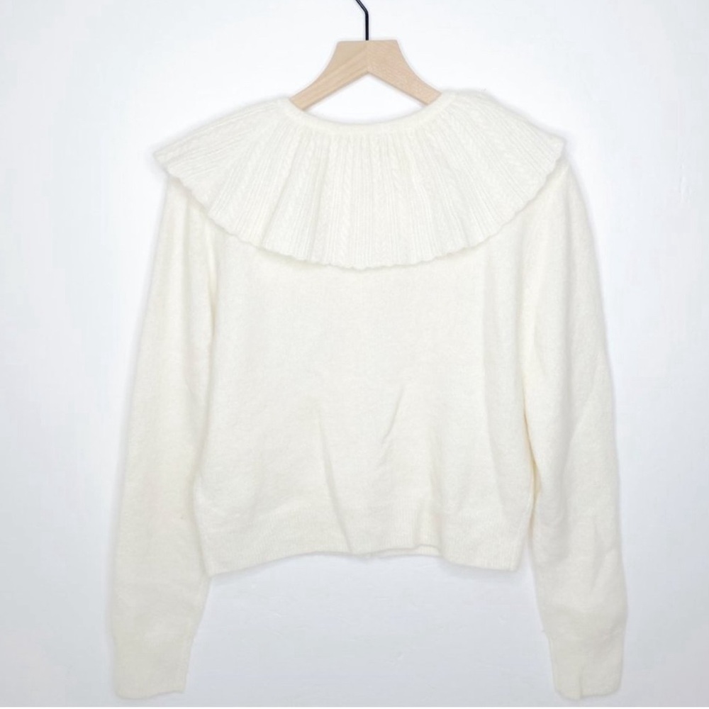 & Other Stories Statement Collar Knit Button Front Cardigan Cream S - Picture 7 of 9
